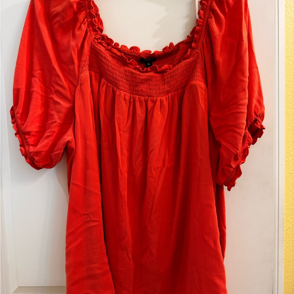 Torrid Vibrant Orange Blouse with Ruffle Trim